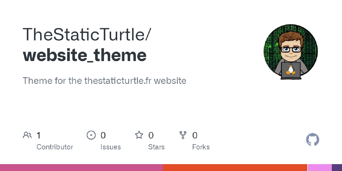 Theme for the thestaticturtle.fr website. Contribute to TheStaticTurtle/website_theme development by creating an account on GitHub.