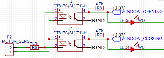 Motor optocouplers detection circuit